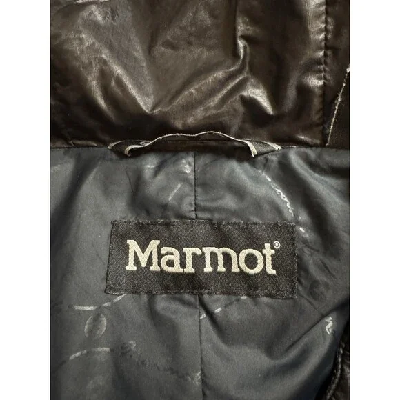 Marmot Womens Puffer Jacket Black Sz M Quilted Hooded Ski Outdoors Winter - Picture 4 of 8